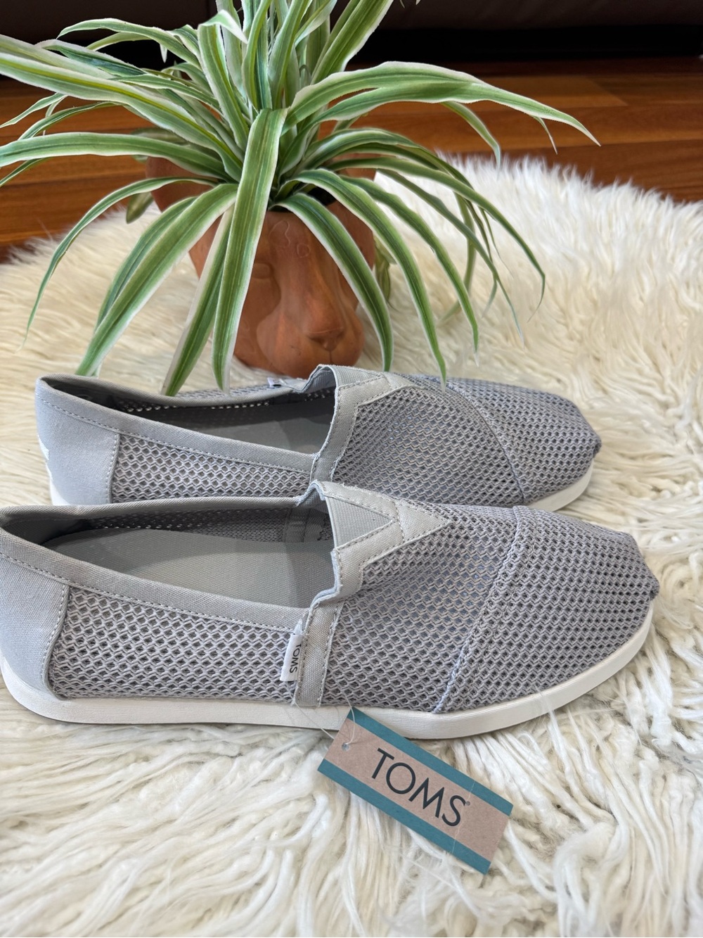 New🌿Toms Light Gray Mesh Slip-On Loafers